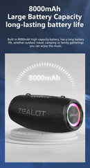 ZEALOT S87 80W Wireless Sound Box: Portable External, Subwoofer, Double Pairing, 16000mAh Battery