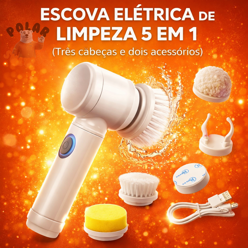 Kit escova de Limpeza 5 em 1 Sem Fio Multiuso TurboClean Pro