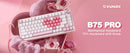 YUNZII B75 PRO White Heart Mechanical Gaming Keyboard, Gasket 75 Knob RGB Keyboard, Triple Mode Hot-Swap Custom Creamy Keyboard