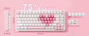 YUNZII B75 PRO White Heart Mechanical Gaming Keyboard, Gasket 75 Knob RGB Keyboard, Triple Mode Hot-Swap Custom Creamy Keyboard