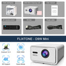 Flixtone D9W Mini 2500 ANSI Full HD 1080P Projector 4K Portable Beam Projectors for Movies Home Theater WiFi Android Game Beamer