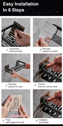 Prateleira de banheiro sem furos, para parede