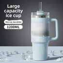 1200ML Metal Vacuum Insulated Cup Stainless Steel Portable Water Cup Refrigerated Vacuum Insulated Straw Leak-proof Lid