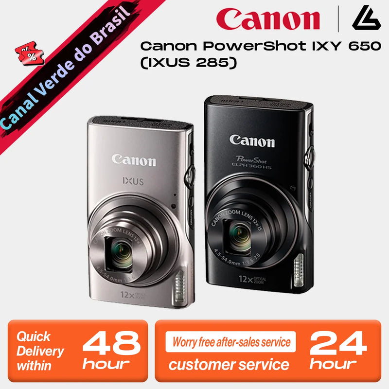 【Do Brasil】Canon PowerShot IXY 650 (IXUS 285) portable small card digital camera with 12x optical zoom and 25mm wide angle