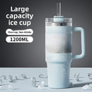 1200ML Metal Vacuum Insulated Cup Stainless Steel Portable Water Cup Refrigerated Vacuum Insulated Straw Leak-proof Lid